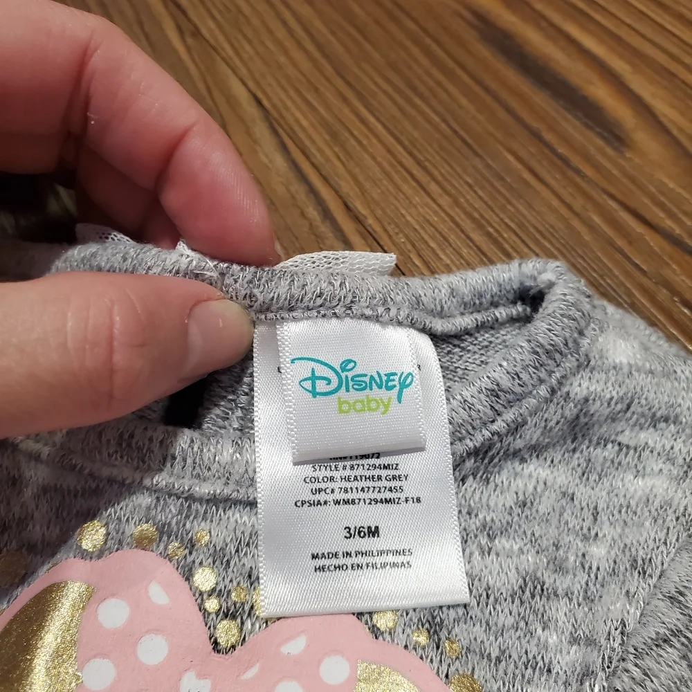 Disney Baby Minnie Mouse Matching Set Love Gray Sweater Polka Dot Pink Leggings